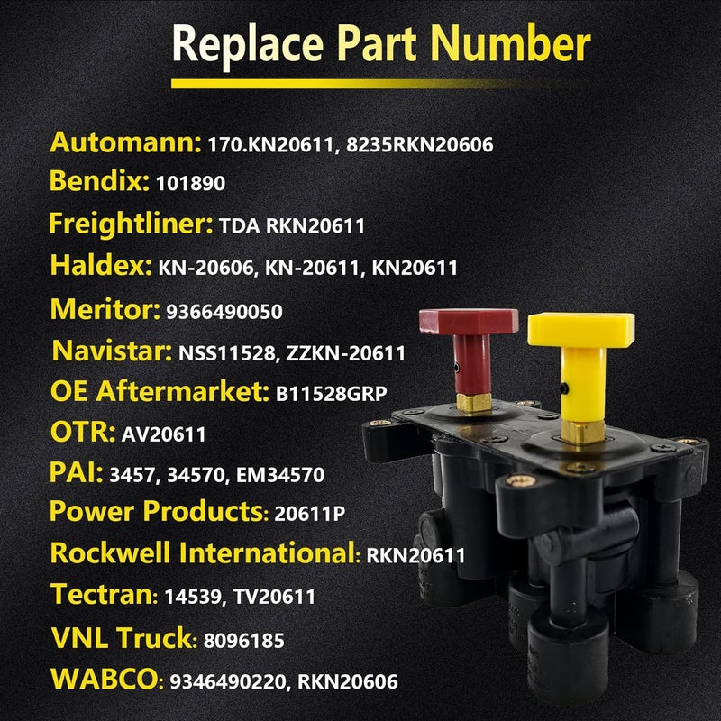 ZUVELLO KN-20611 Trailer Air Parking Brake Dash Control Module Valve Fit For 101890 Tectran 14539 PAI 34570 Meritor 9366490050 - Image 5